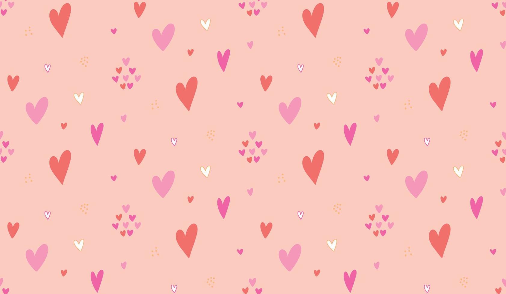 motif vectoriel sans couture de coeurs mignons. fond dessiné à la main de la saint-valentin. marqueur dessiné différentes formes et silhouettes de coeur. ornement dessiné à la main