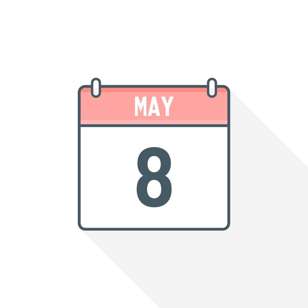 Icône de calendrier du 8 mai. 8 mai calendrier date mois icône vecteur illustrateur
