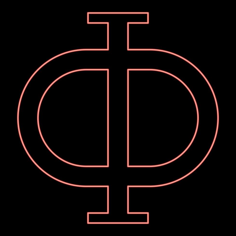 néon phi symbole grec majuscule majuscule police rouge couleur vecteur illustration image style plat
