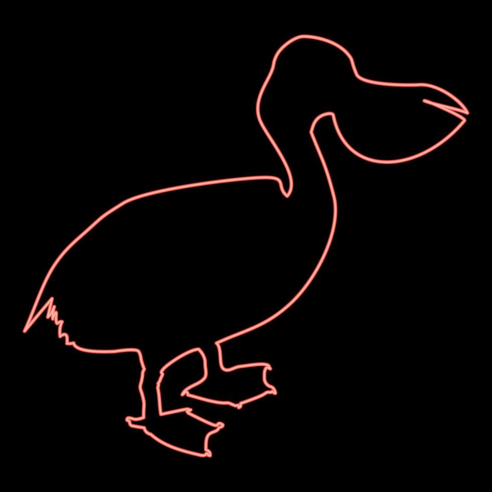 oiseau pélican néon oiseau de mer oiseau d'eau couleur rouge image d'illustration vectorielle style plat vecteur