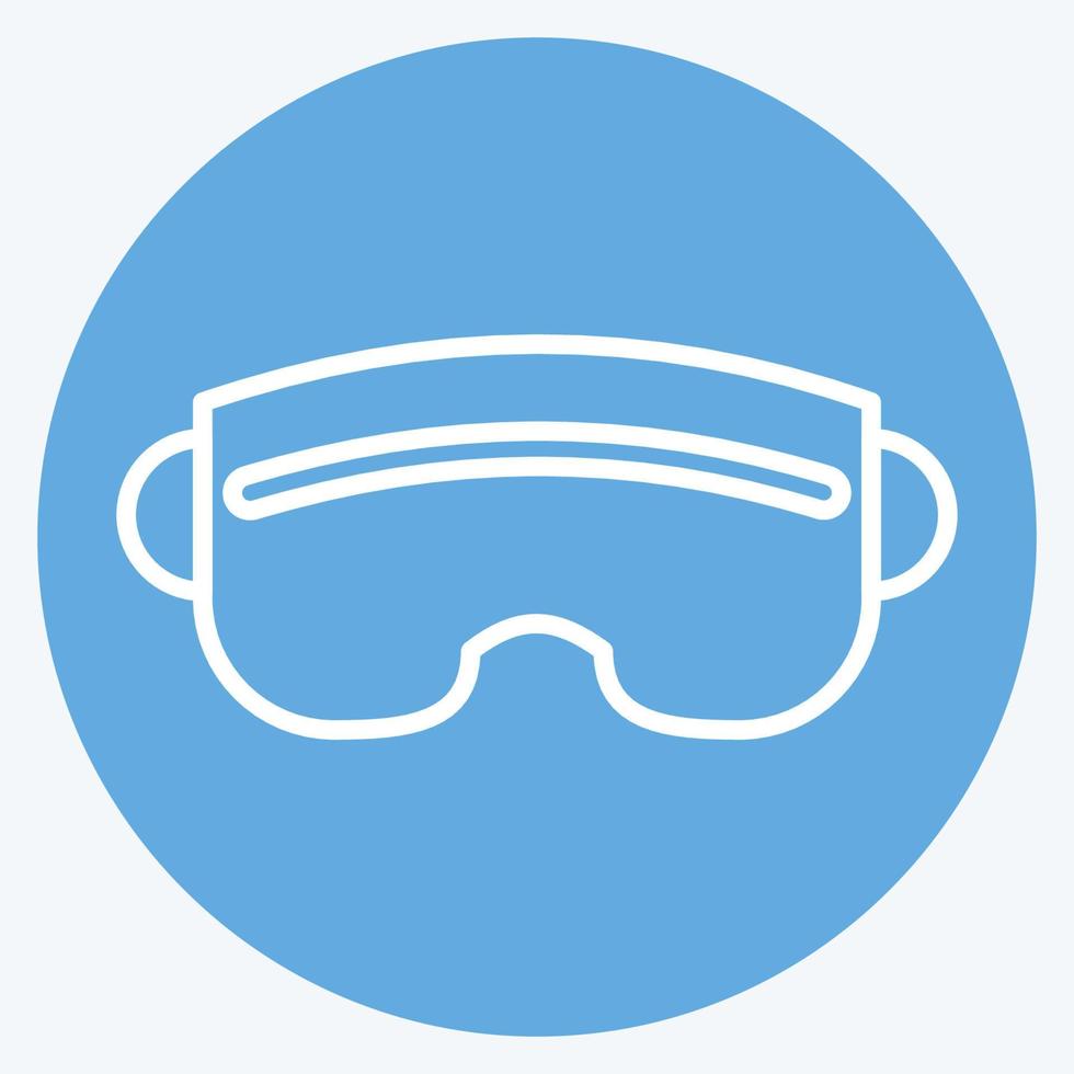 icône lunettes de ski. lié au symbole de l'équipement sportif. façon yeux bleus. conception simple modifiable. illustration simple vecteur
