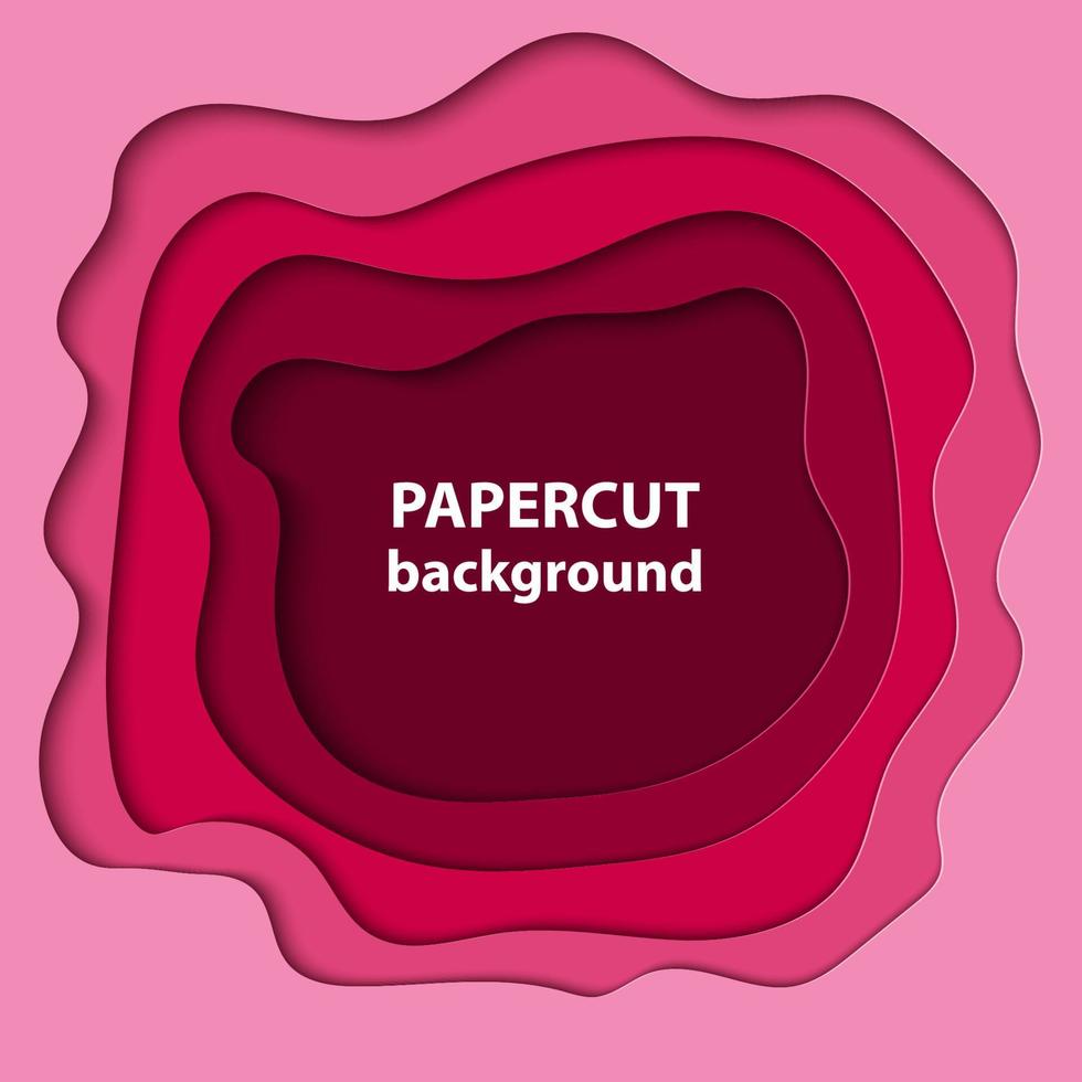 fond de vecteur avec des formes découpées en papier coloré rose magenta. Style d'art papier abstrait 3d, mise en page de conception pour les présentations d'affaires, dépliants, affiches, impressions, décoration, cartes, brochure