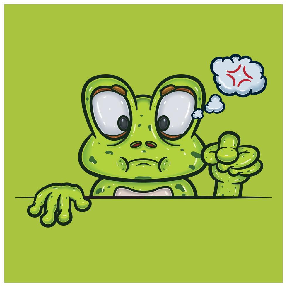 expression de visage en colère avec dessin animé de grenouille. vecteur