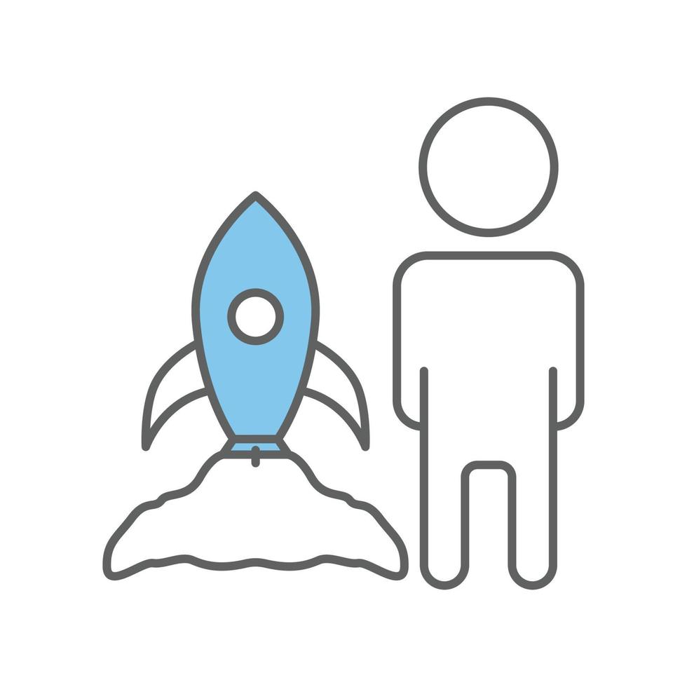 illustration d'icône de personnes avec fusée. adapté à l'icône de lancement de projet. icône liée à la gestion de projet. style d'icône plate. conception de vecteur simple modifiable