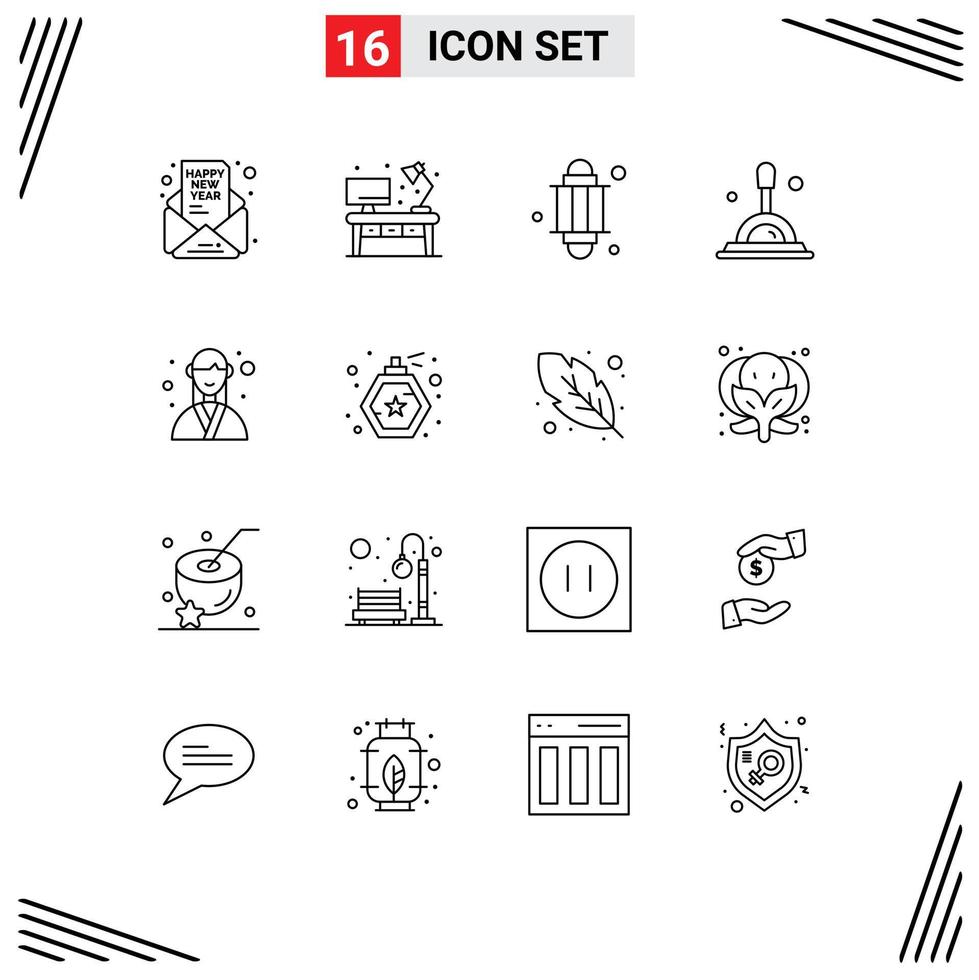 ensemble de 16 symboles d'icônes d'interface utilisateur modernes signes pour événement recherche profonde bureau loupe ramadan éléments de conception vectoriels modifiables vecteur
