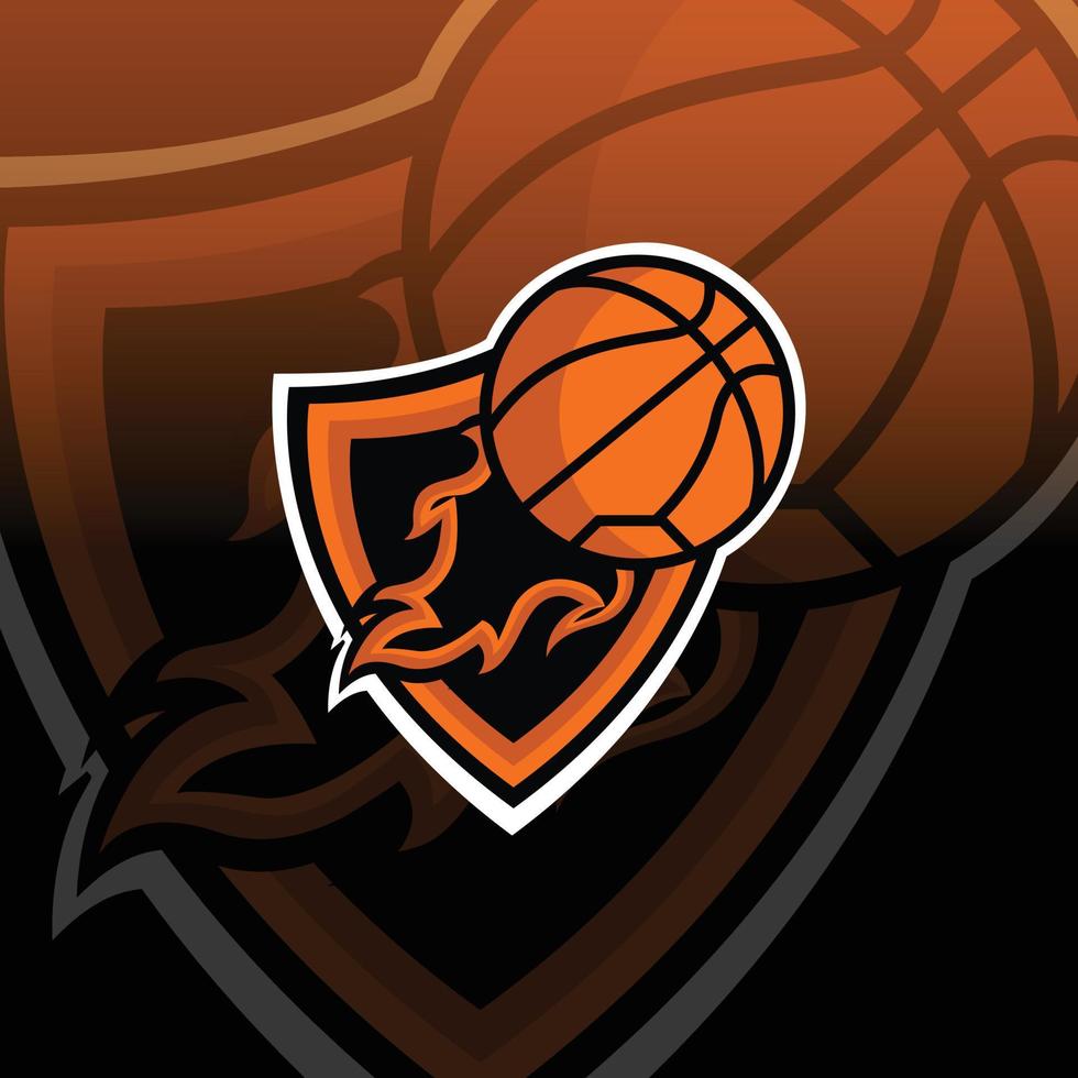 illustration vectorielle de conception de logo de mascotte de basket-ball esports avec insigne de style concept moderne pour équipe sportive ou club, logo de sport emblème vecteur