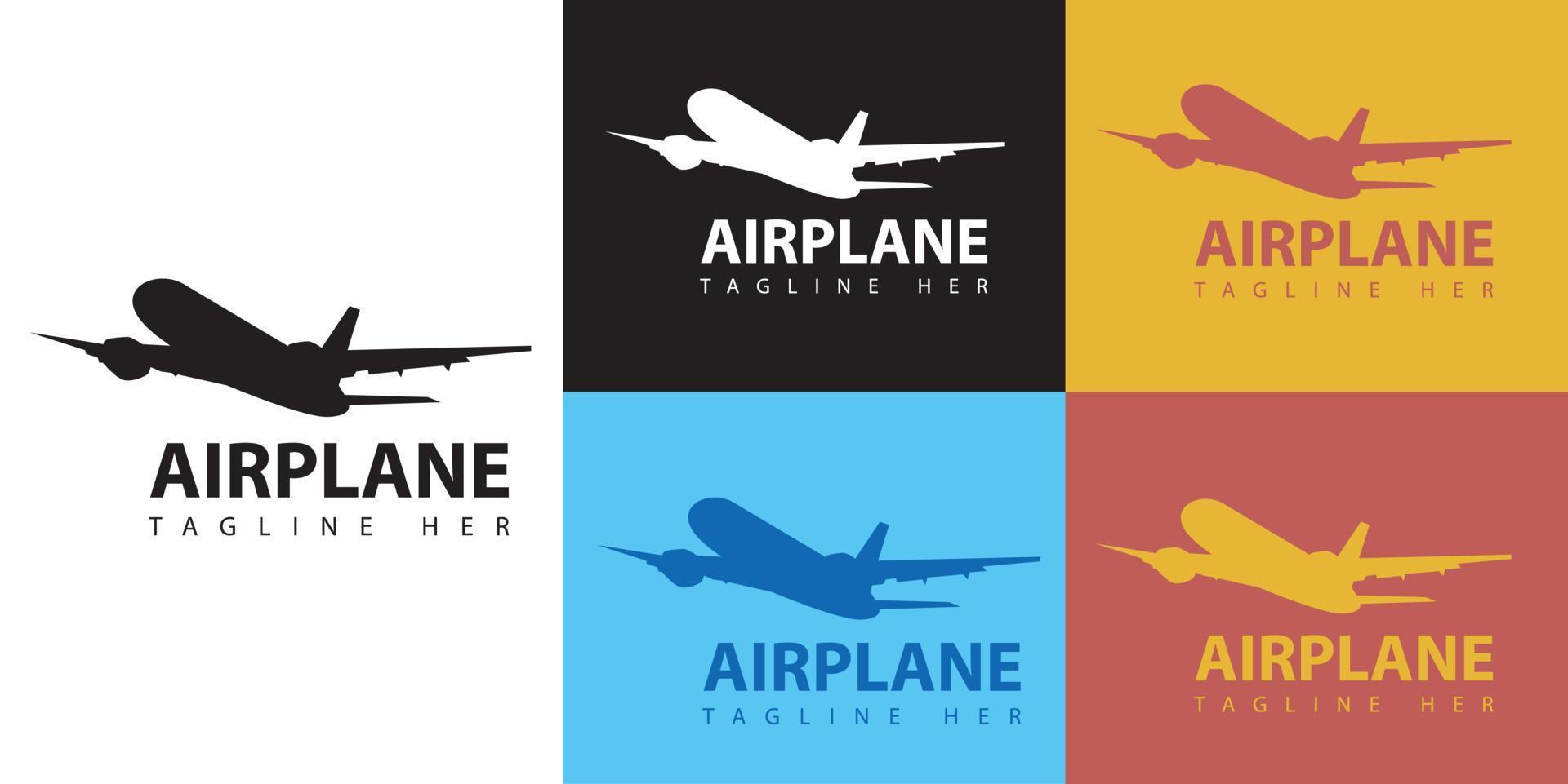 vecteur de logo avion simple avec fond de différentes couleurs