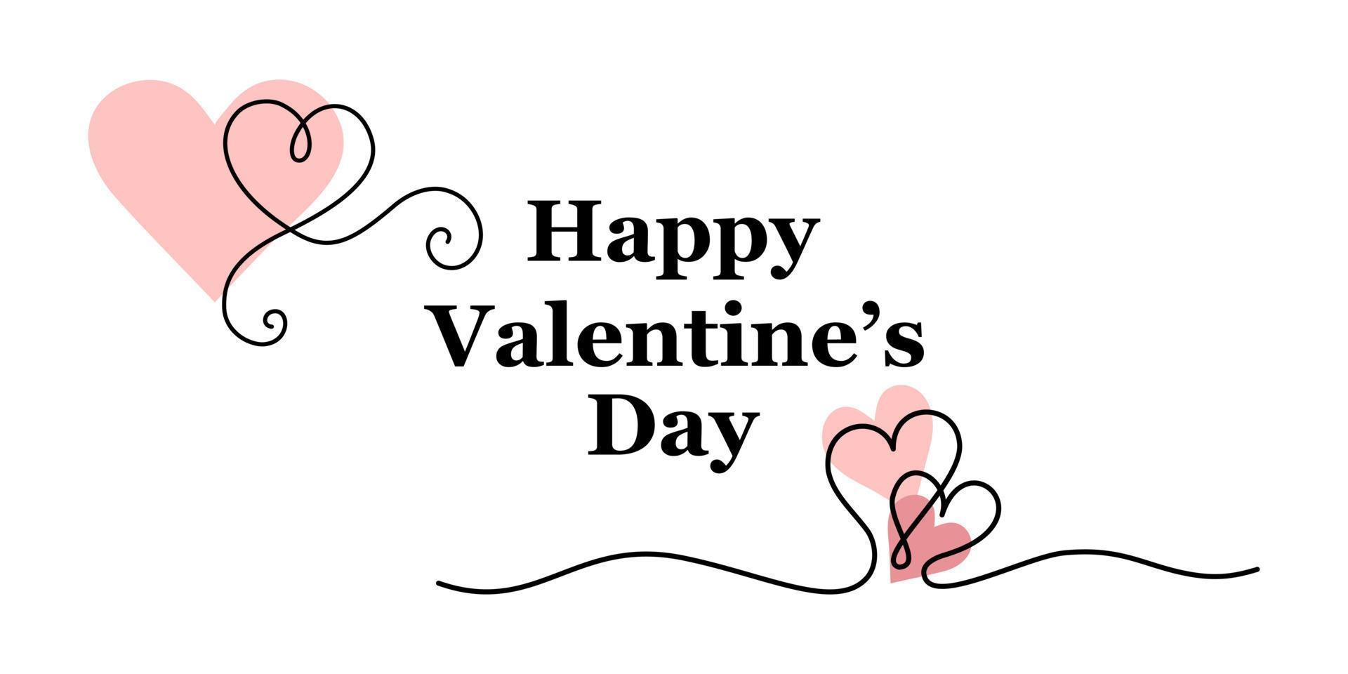 bannière horizontale de la saint-valentin heureuse avec des coeurs. carte de Saint Valentin. illustration vectorielle vecteur