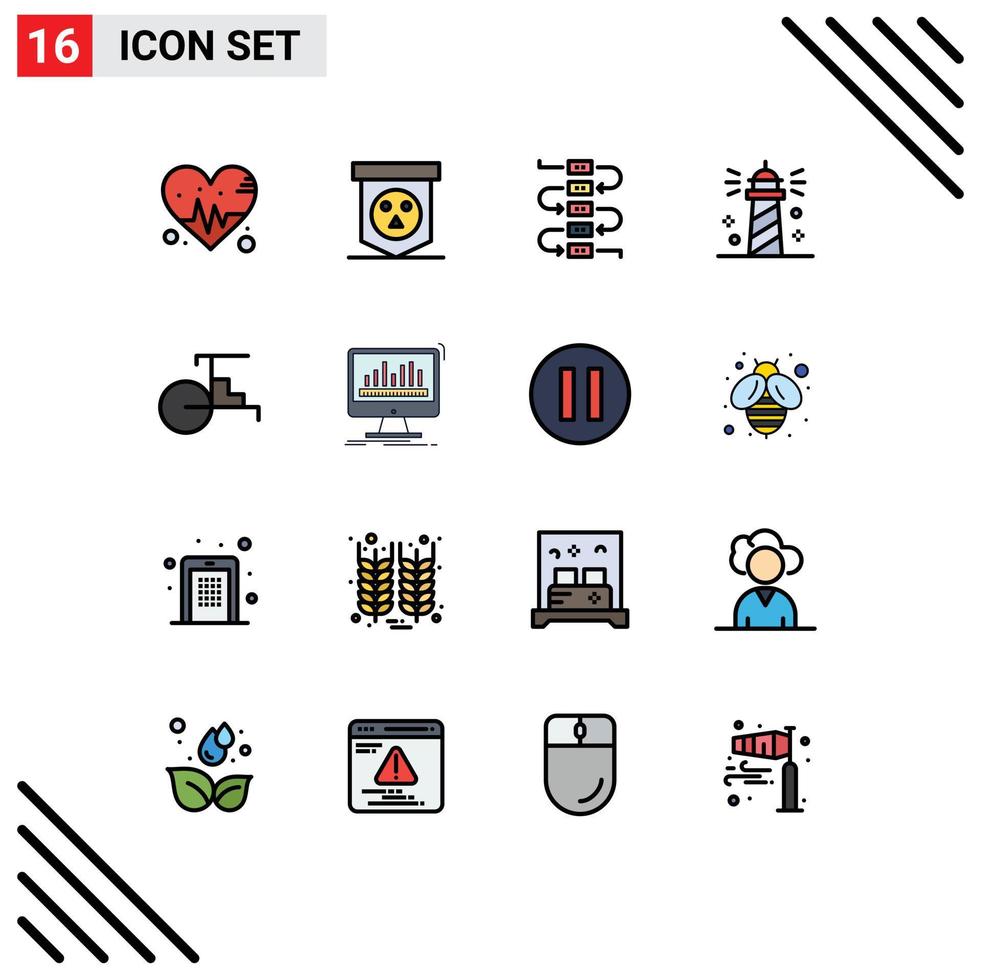 ensemble de 16 symboles d'icônes d'interface utilisateur modernes signes pour le transport chine note eau océan éléments de conception vectoriels créatifs modifiables vecteur
