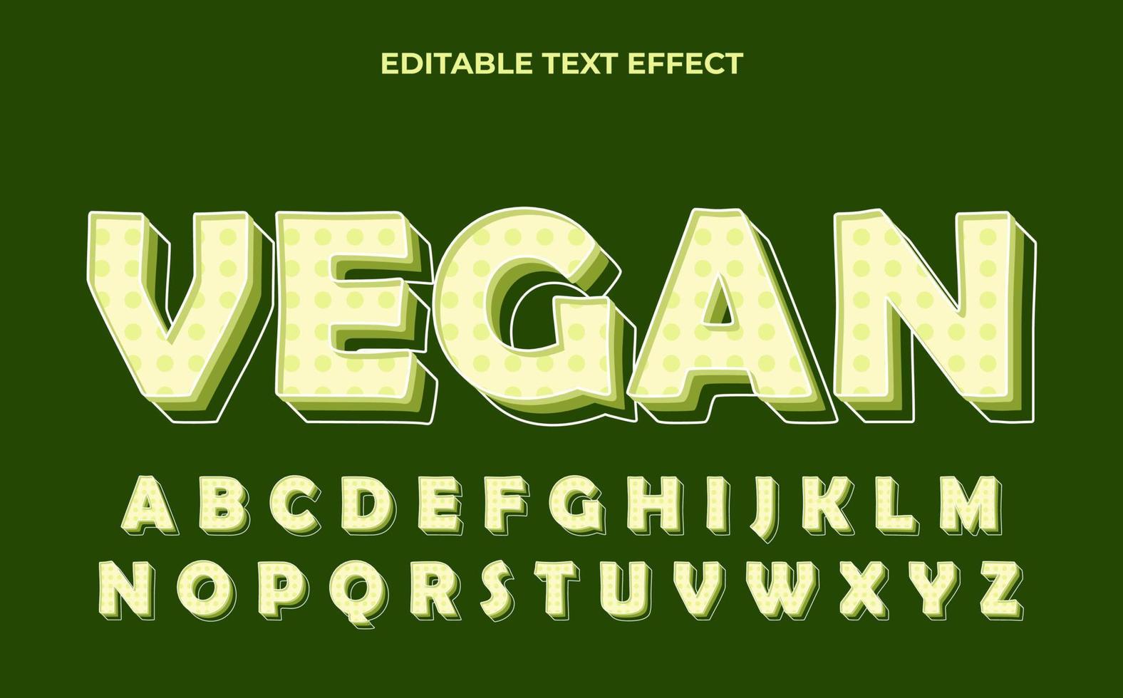 effet de texte 3d végétalien avec thème de la nature. modèle de typographie verte pour la nature vecteur