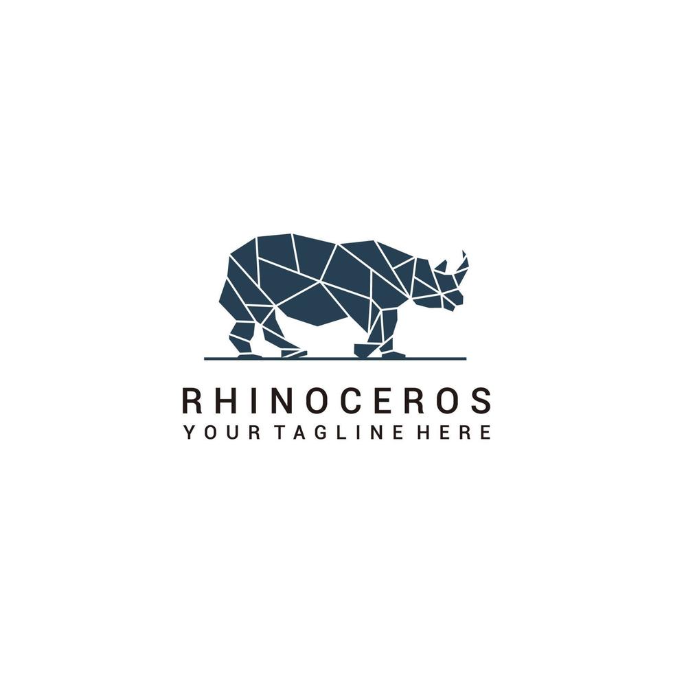 modèle de conception d'icône vectorielle de logo polygonal géométrique de rhinocéros vecteur