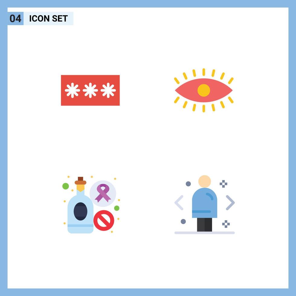 ensemble de 4 icônes d'interface utilisateur modernes symboles signes pour code bouteille mot de passe yeux vin éléments de conception vectoriels modifiables vecteur
