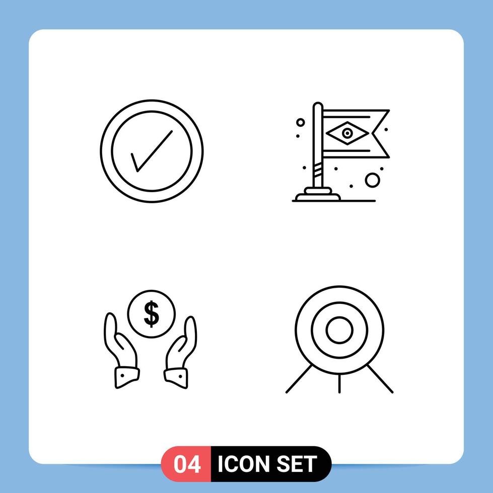 ensemble de 4 pack de couleurs plates remplies commerciales pour tique argent bannière drapeau tir à l'arc éléments de conception vectoriels modifiables vecteur