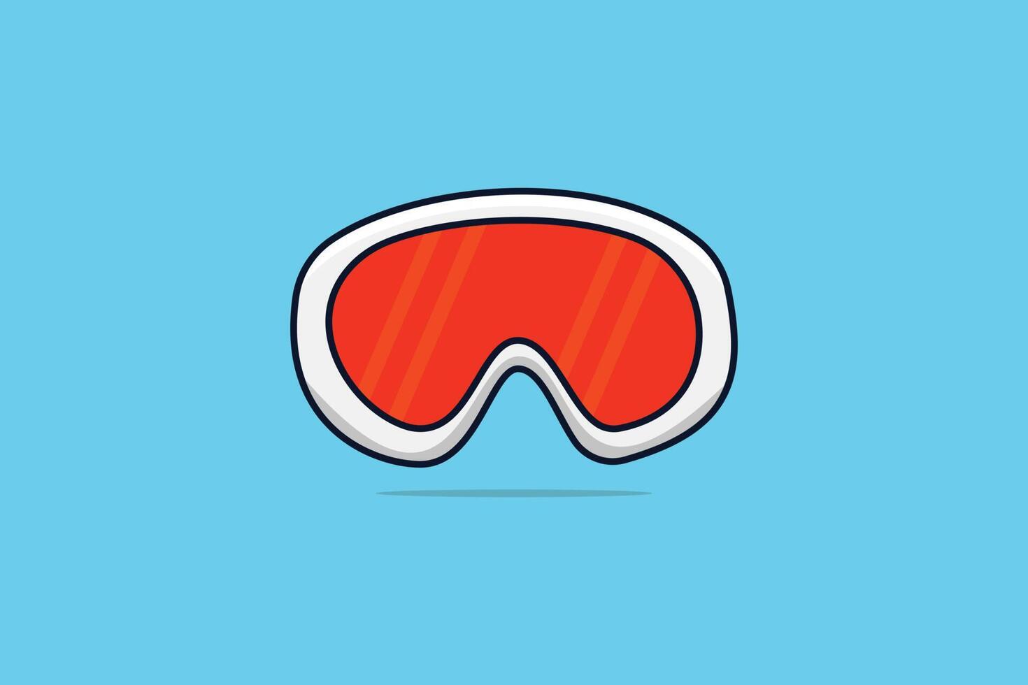 illustration vectorielle de lunettes de ski et de snowboard. concept d'icône d'objet de sport. conception de vecteur de protection des yeux de ski google avec ombre sur fond bleu.