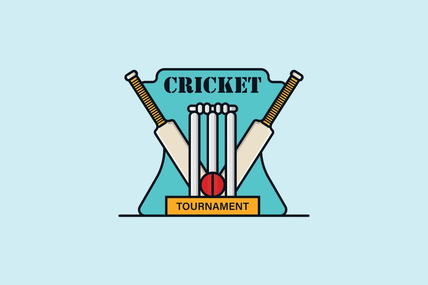 création de logo d'insigne de tournoi de match de cricket professionnel. concept d'icône d'objet de sport. création de modèle de logo de cricket. logo de cricket emblème de badge, équipe de cricket, création de logo de club d'équipe. vecteur