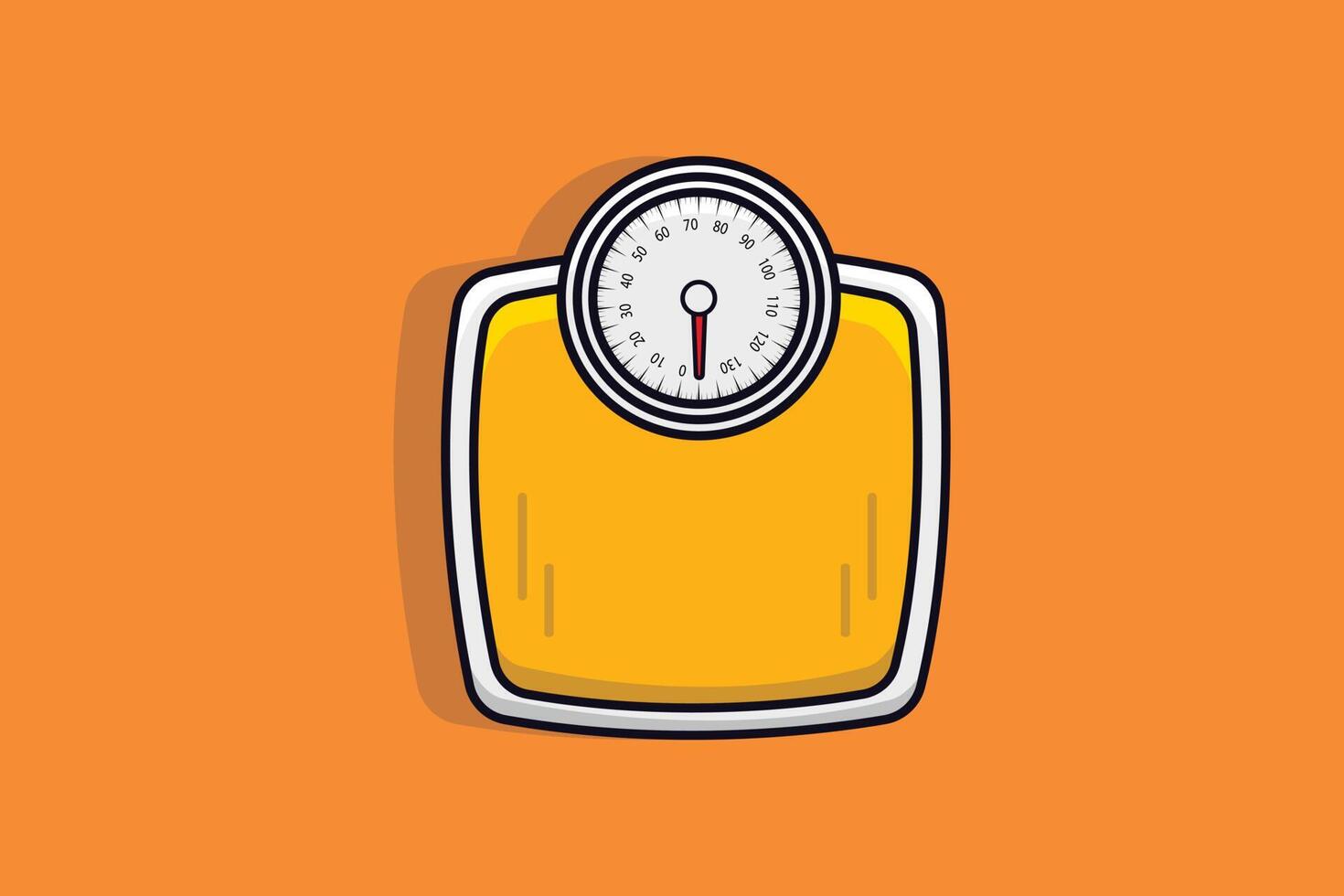 illustration vectorielle d'échelle de poids. concept d'icône d'objet de contrôle de poids. conception de vecteur de balance de salle de bain avec ombre sur fond orange.