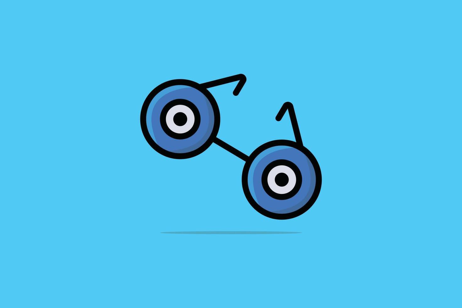 lunettes de forme ronde avec illustration vectorielle de dessin animé yeux. concept d'icône d'objet lunettes d'été. lunettes bleues pour la conception vectorielle de visages de dessin animé avec ombre sur fond bleu. vecteur