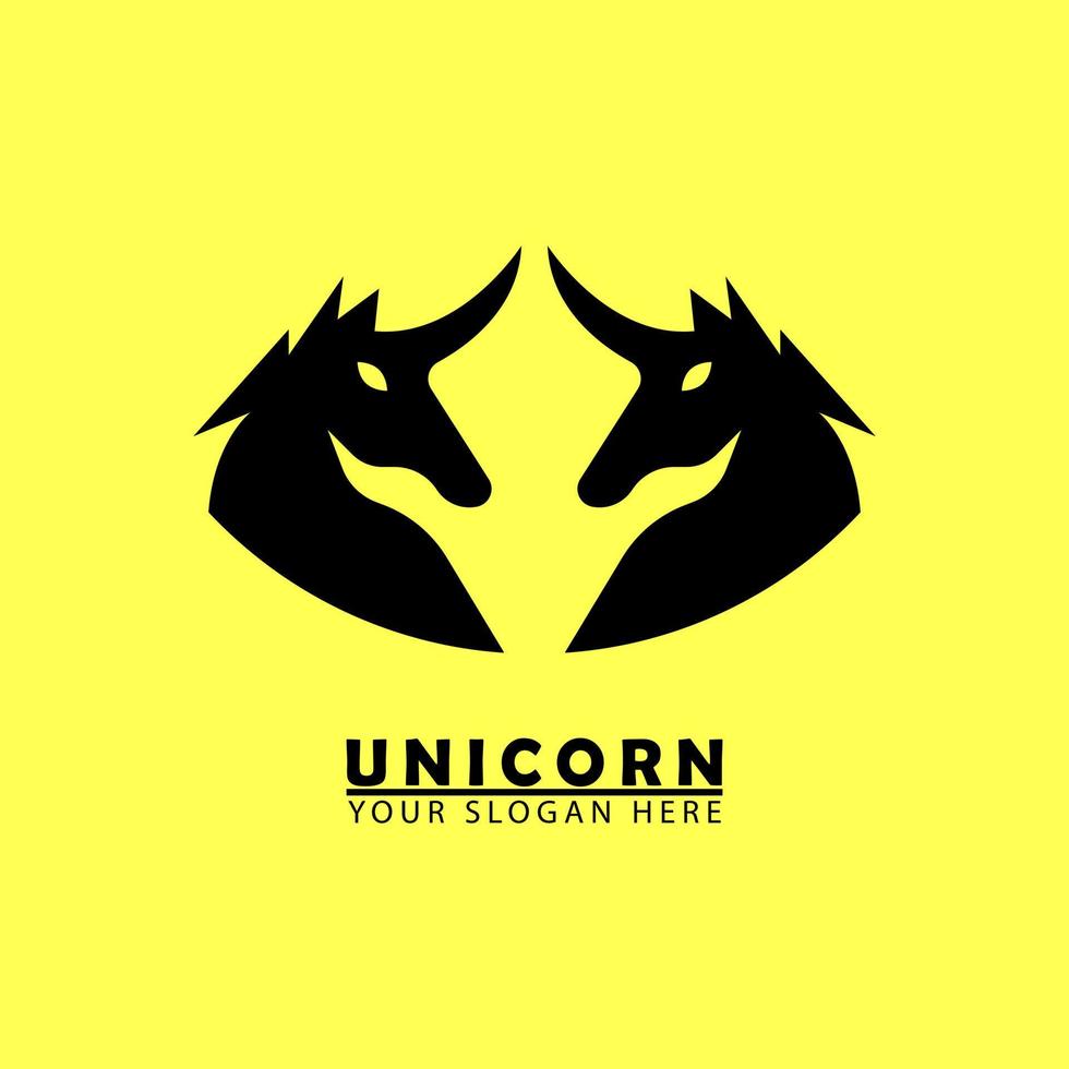 icône du logo de deux têtes de licorne. vecteur