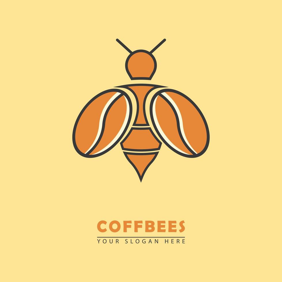 illustration de logo d'icône graphique vectoriel d'abeille et de café