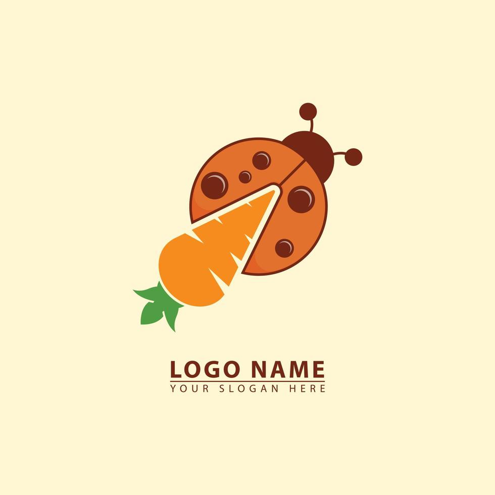 icône du logo vectoriel combinaison abeille et carotte.