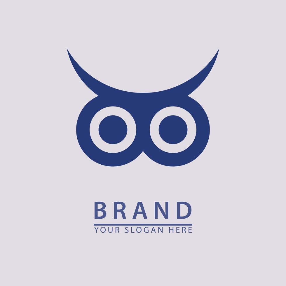 icône du logo bleu yeux de hibou vecteur