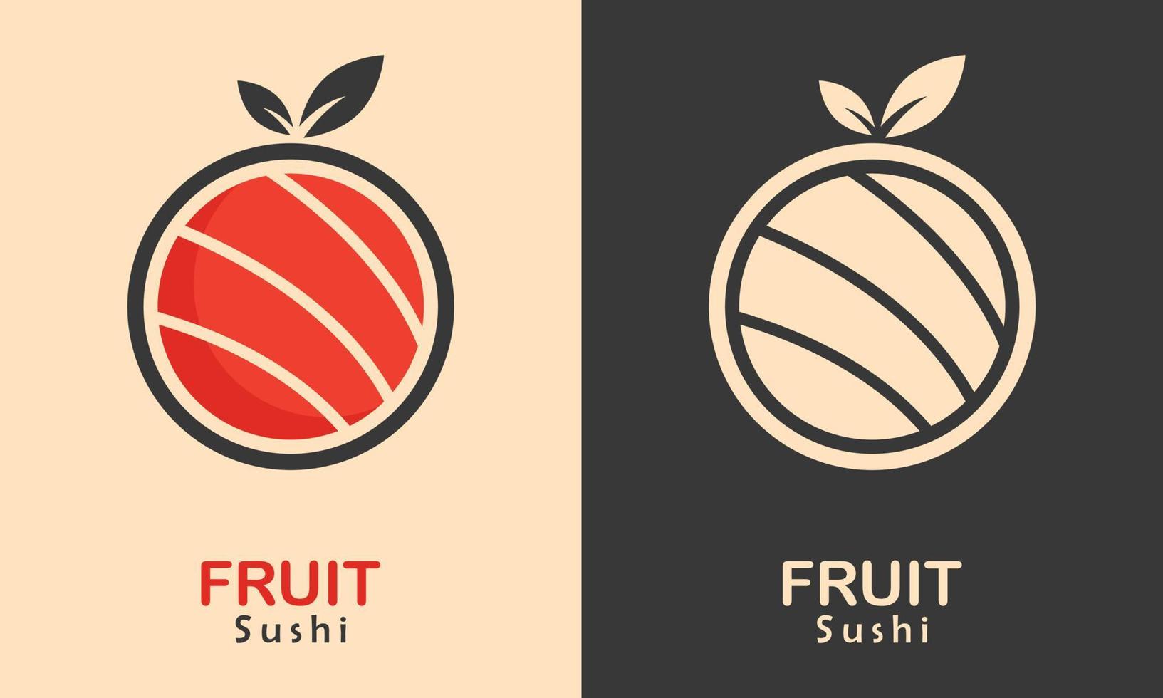 combinaison de fruits sushi logo vecteur cuisine japonaise
