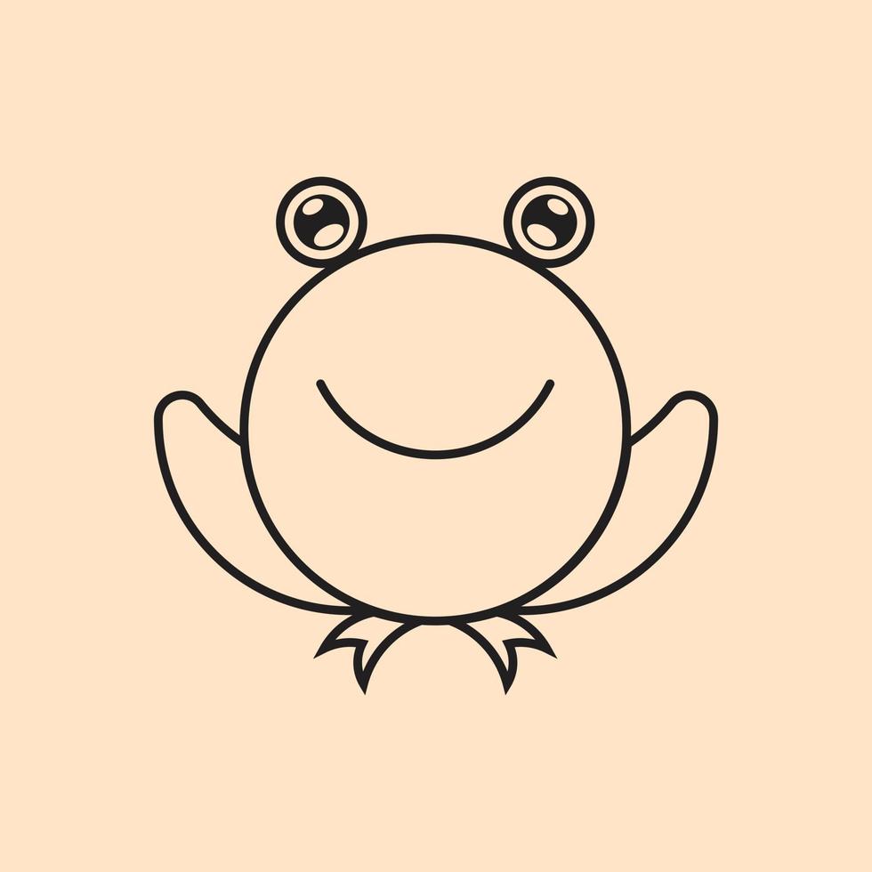 icône du logo de visage de grenouille de vecteur de ligne abstraite.