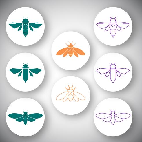 Cicada icon set vector