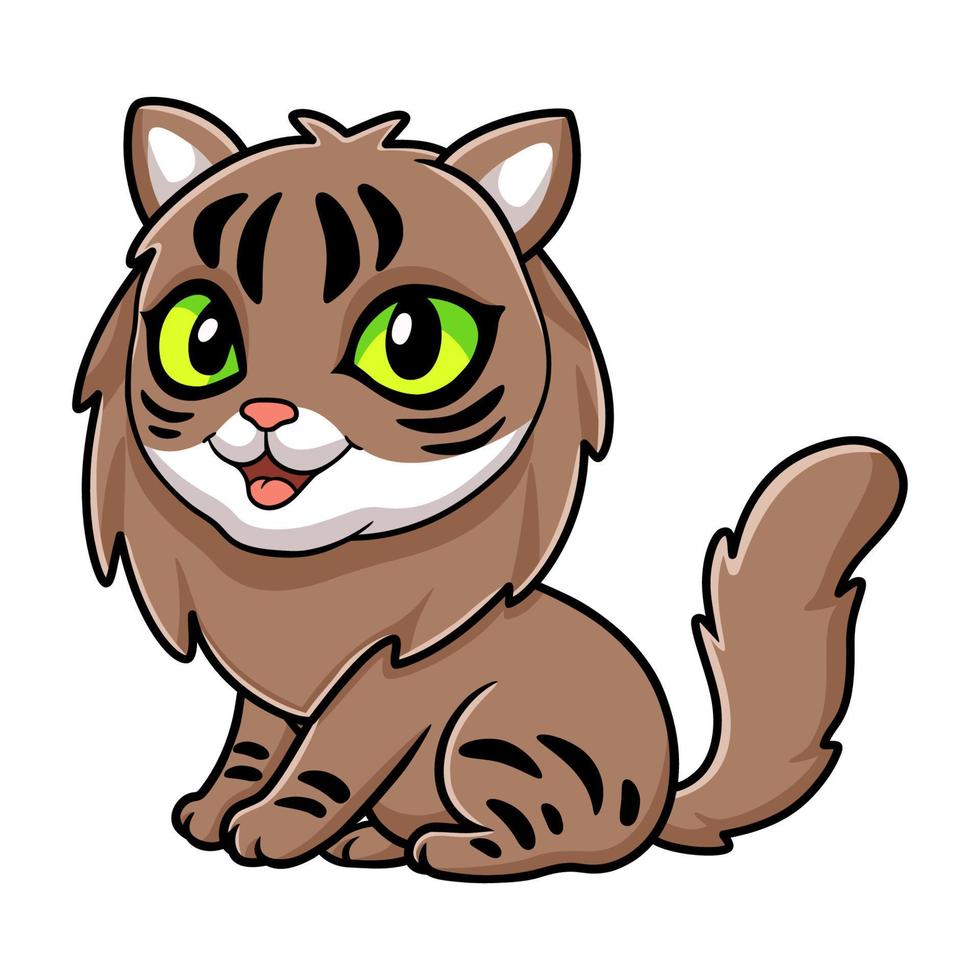 dessin animé mignon chat sibérien assis vecteur