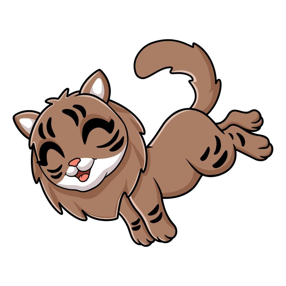 dessin animé mignon chat sibérien sautant vecteur