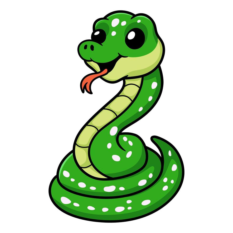 mignon, vert, arbre, python, dessin animé vecteur