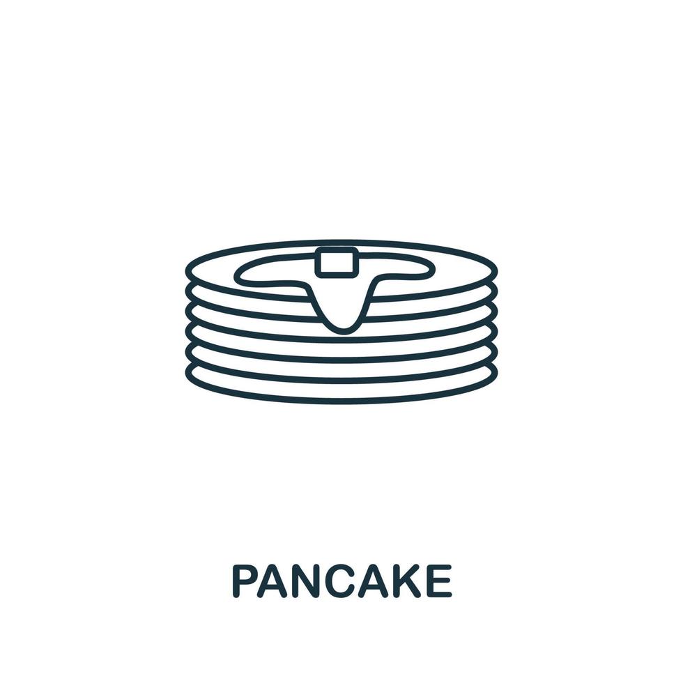 icône de crêpes de la collection de boulangerie. symbole de crêpe d'élément de ligne simple pour les modèles, la conception Web et l'infographie vecteur