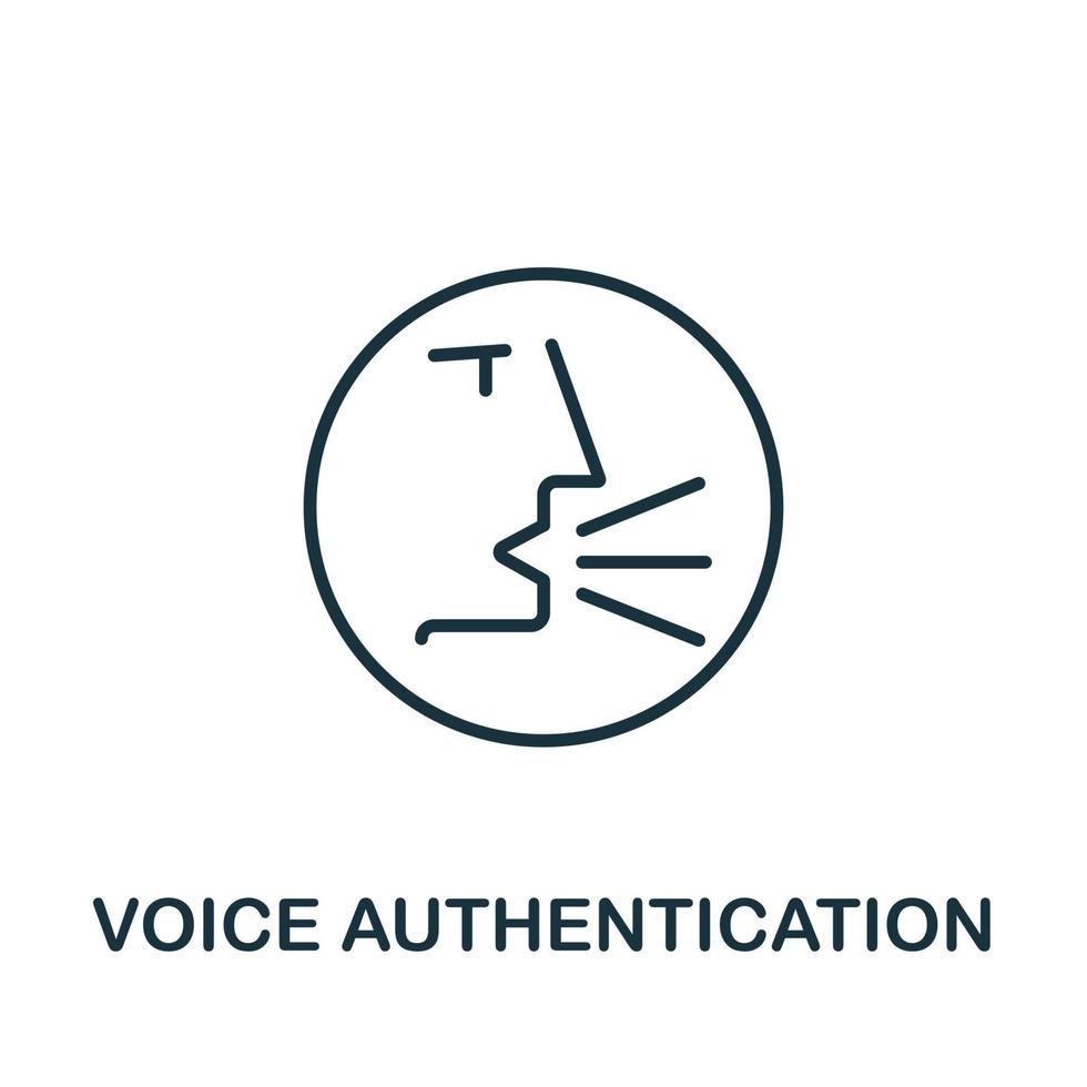 icône d'authentification vocale de la collection d'authentification. symbole d'authentification vocale d'élément de ligne simple pour les modèles, la conception Web et les infographies vecteur
