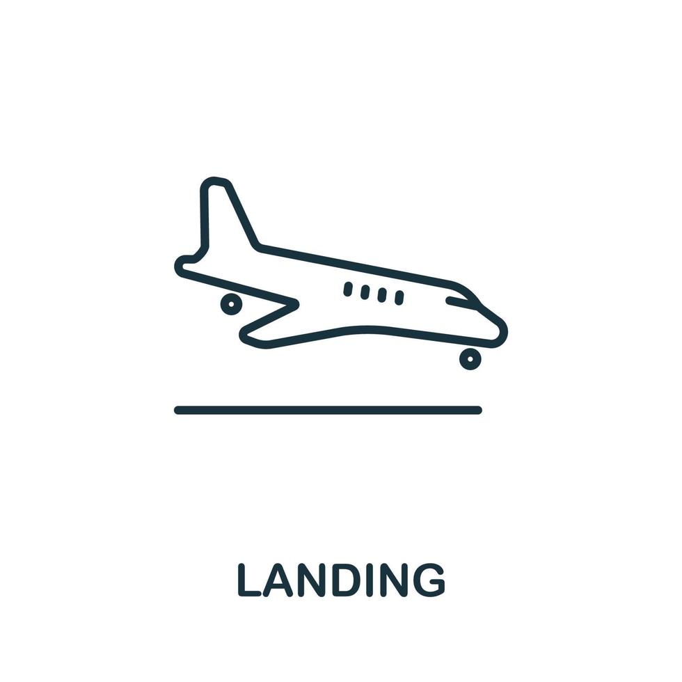 icône d'atterrissage de la collection de l'aéroport. icône d'atterrissage en ligne simple pour les modèles, la conception Web et les infographies vecteur