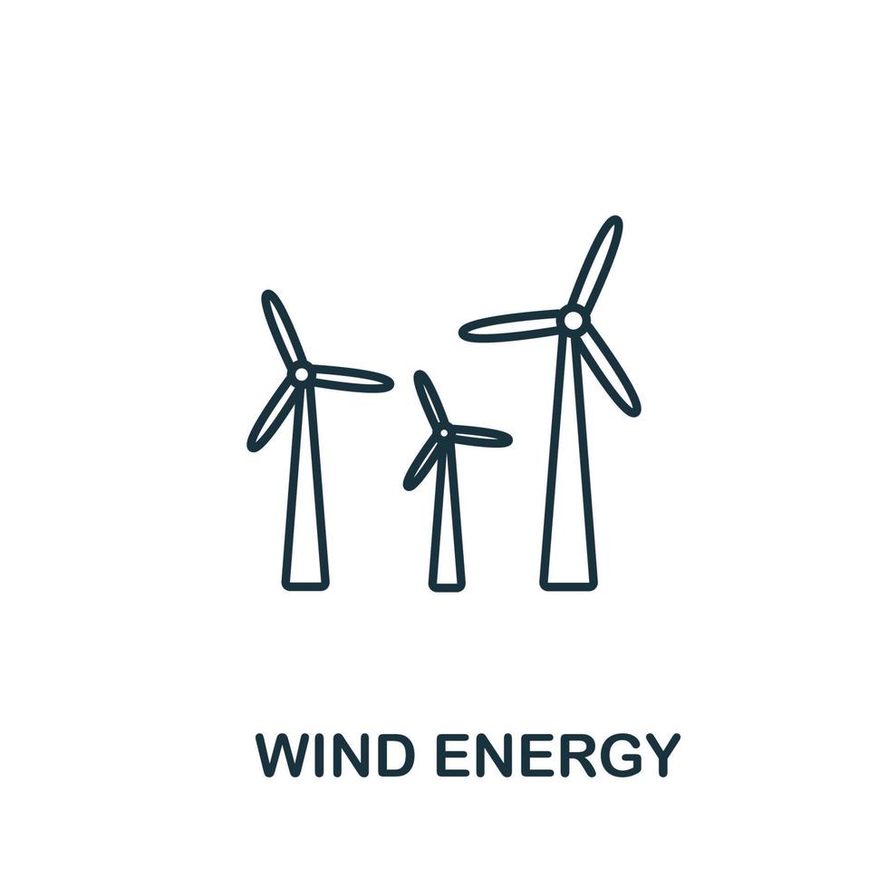 icône de l'énergie éolienne de la collecte d'énergie propre. symbole d'énergie éolienne d'élément de ligne simple pour les modèles, la conception Web et les infographies vecteur