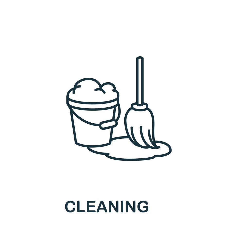 icône de nettoyage. symbole de nettoyage d'élément de ligne simple pour les modèles, la conception Web et les infographies vecteur