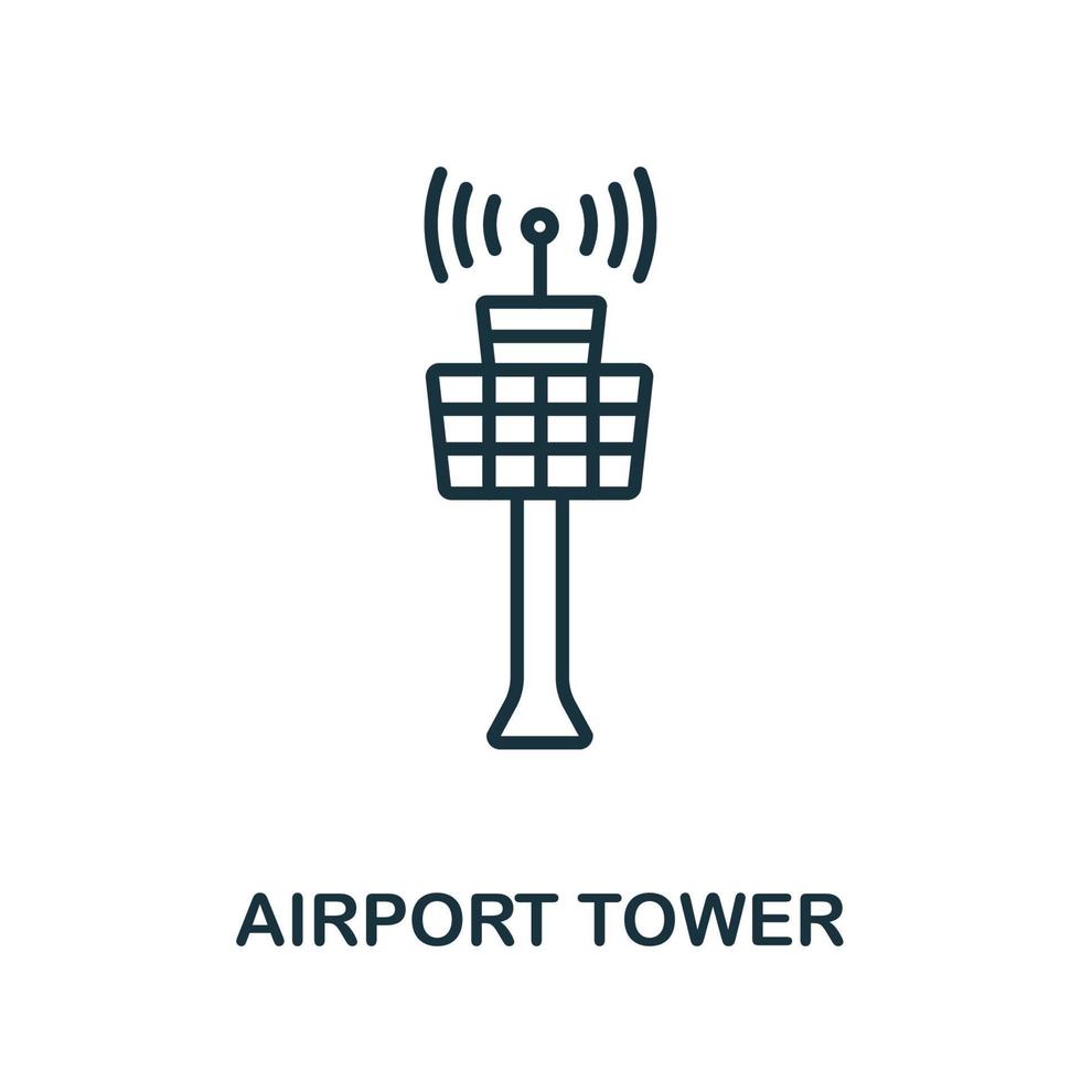 icône de la tour de l'aéroport de la collection de l'aéroport. icône de tour d'aéroport en ligne simple pour les modèles, la conception Web et les infographies vecteur
