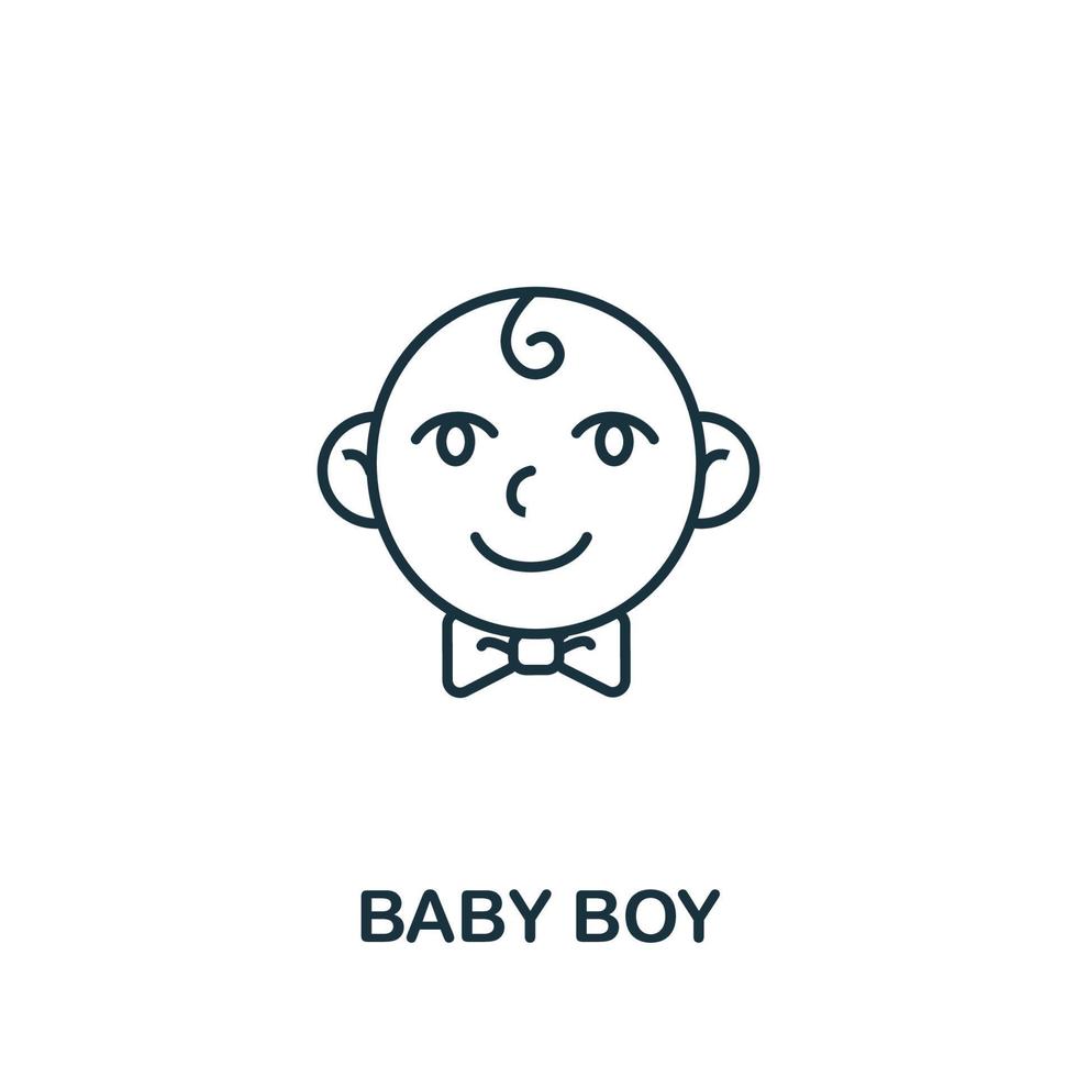 icône de bébé garçon de la collection de choses de bébé. élément de ligne simple symbole bébé garçon pour les modèles, la conception Web et les infographies vecteur