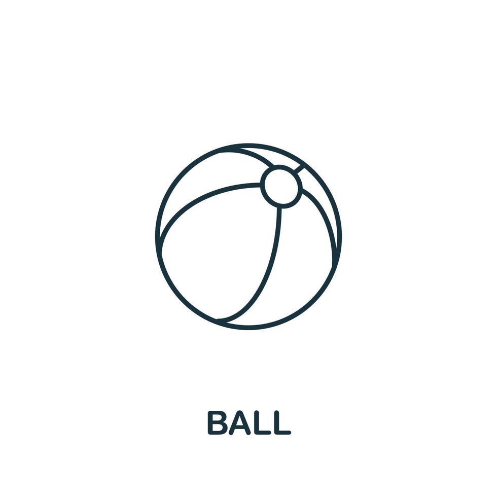 icône de balle de la collection de choses de bébé. symbole de boule d'élément de ligne simple pour les modèles, la conception Web et les infographies vecteur