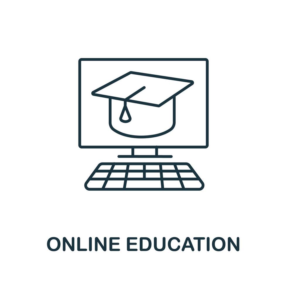 icône de l'éducation en ligne de la collection de l'éducation. icône d'éducation en ligne simple pour les modèles, la conception Web et les infographies vecteur