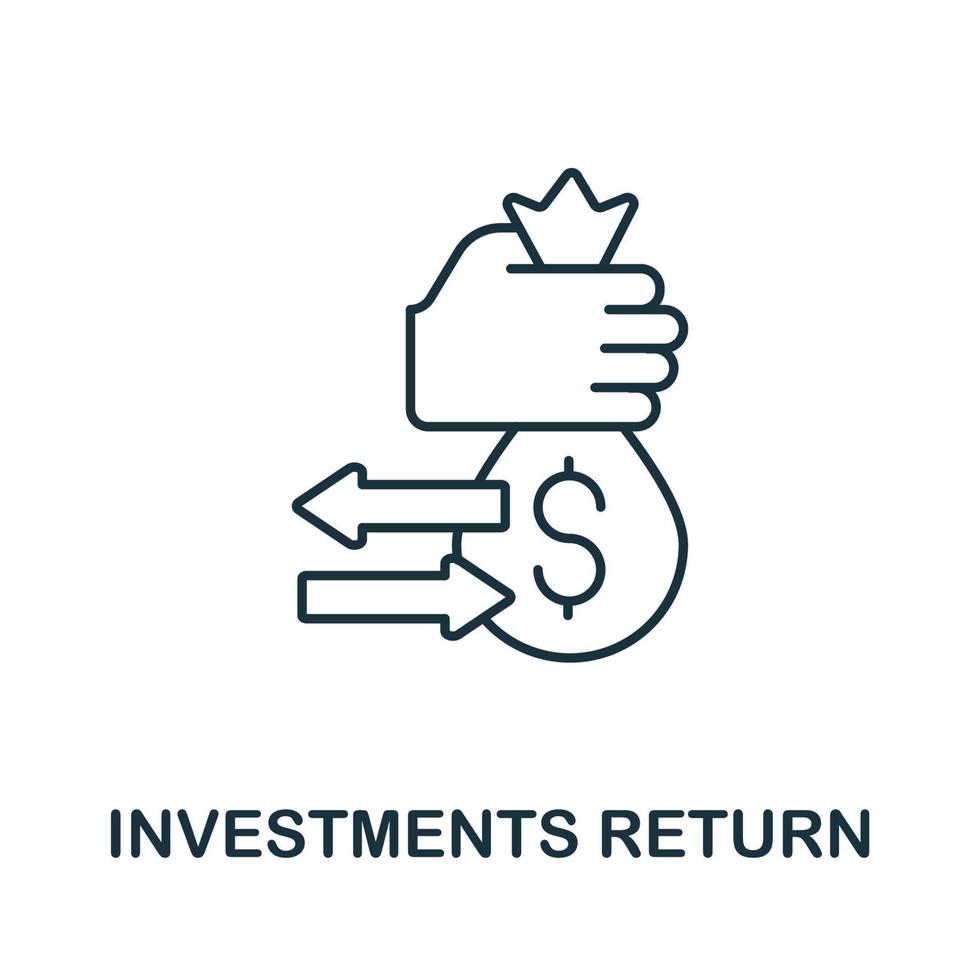 icône de retour des investissements de la collection de financement participatif. icône de retour d'investissements en ligne simple pour les modèles, la conception Web et les infographies vecteur