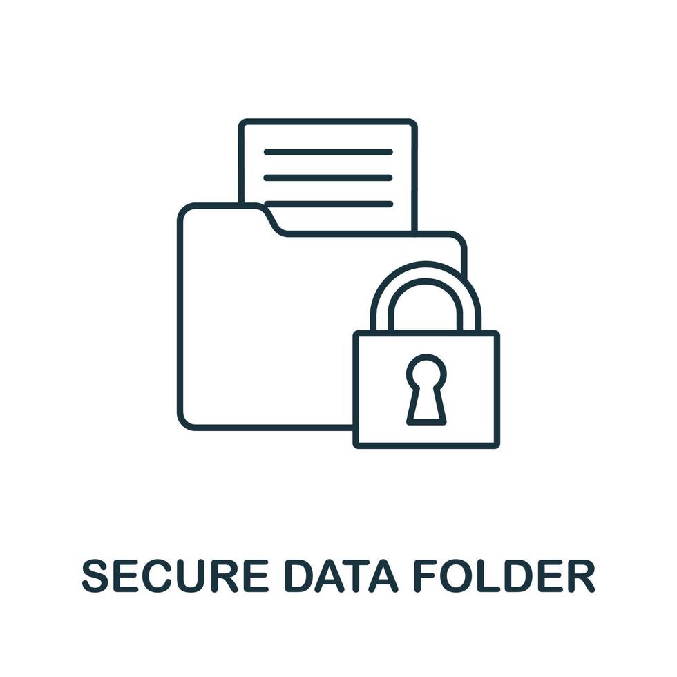 icône de dossier de données sécurisé de la collection de cybersécurité. icône de dossier de données sécurisé en ligne simple pour les modèles, la conception Web et les infographies vecteur