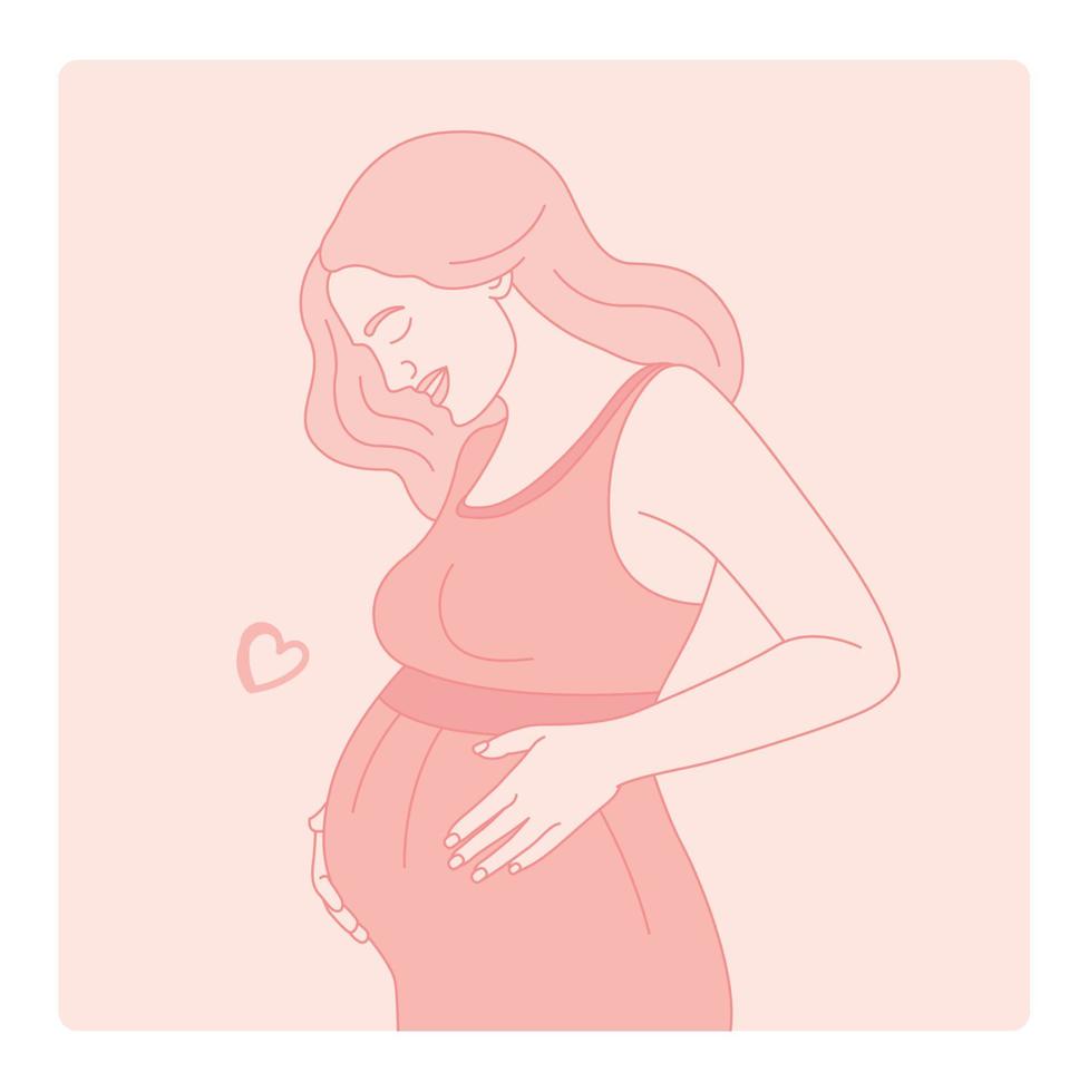 illustration de ligne de femmes enceintes. fête des mères internationale. vecteur