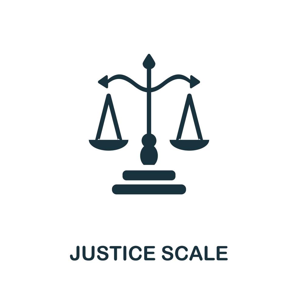 icône de l'échelle de la justice. élément simple monochrome de la collection des droits civiques. icône d'échelle de justice créative pour la conception Web, les modèles, les infographies et plus encore vecteur