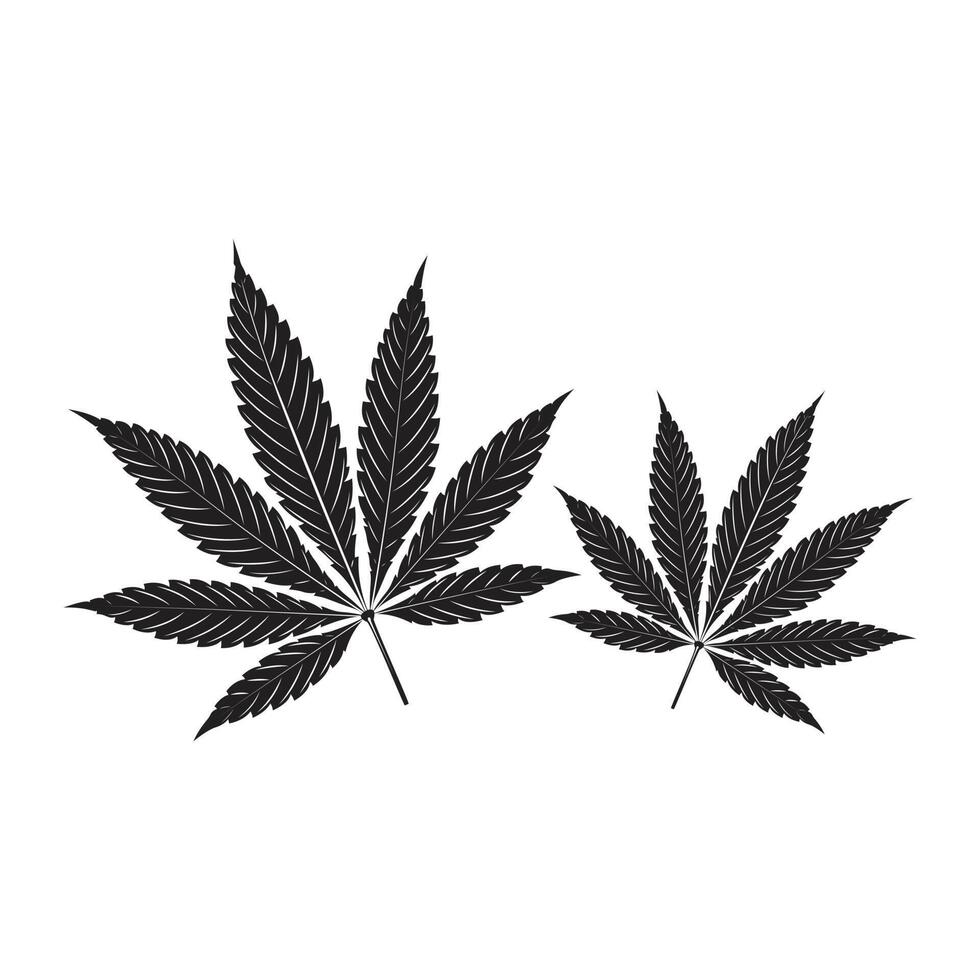 illustration vectorielle de silhouette de feuille de cannabis. icône de cigarette de feuille de marijuana, fond blanc isolé. vecteur