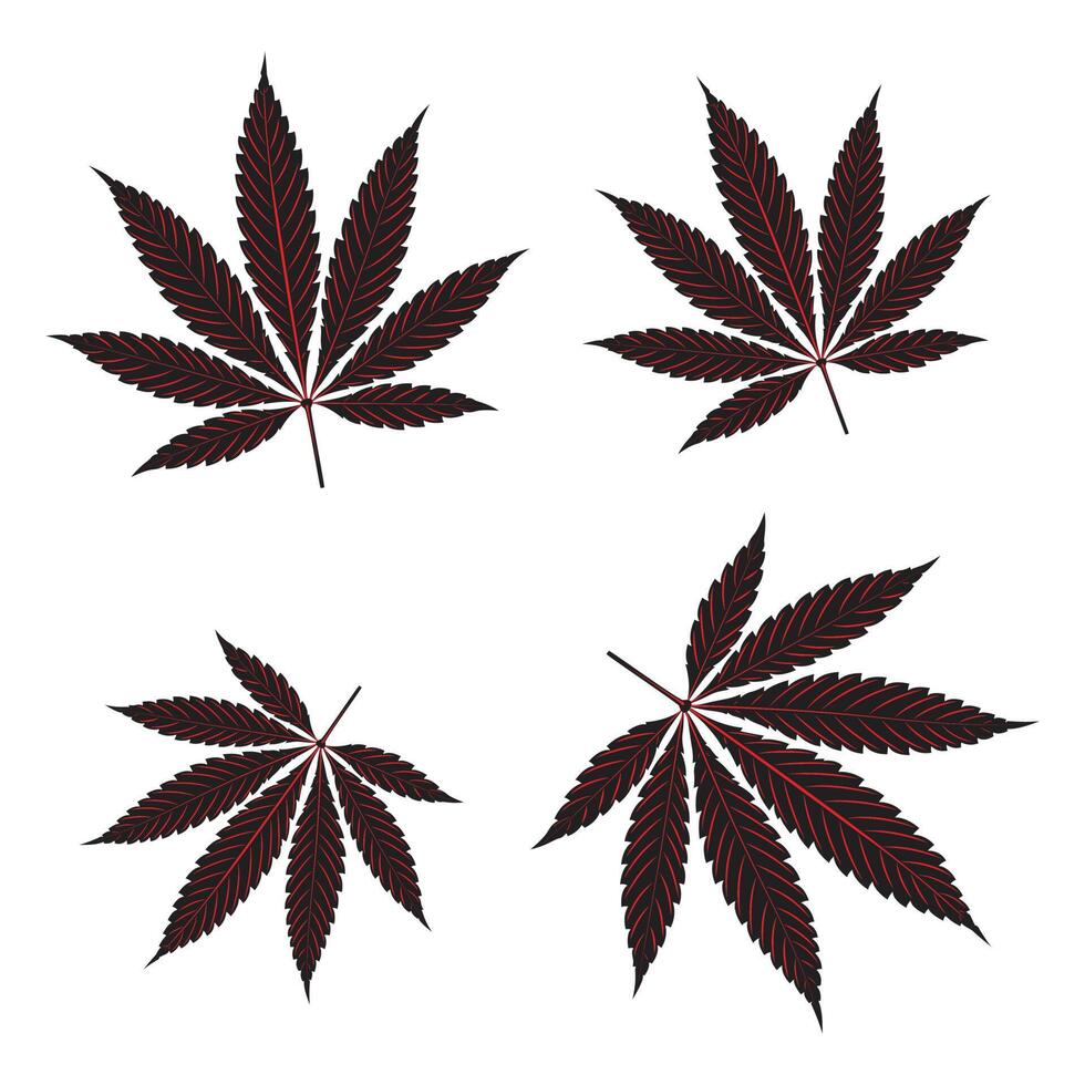 illustration vectorielle de silhouette de feuille de cannabis. icône de cigarette de feuille de marijuana, fond blanc isolé. vecteur