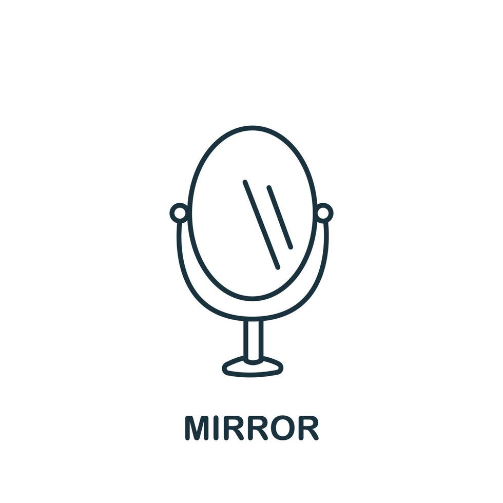 icône miroir de la collection de salon de coiffure. symbole de miroir d'élément de ligne simple pour les modèles, la conception Web et les infographies vecteur