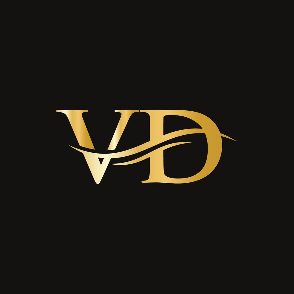 création de logo swoosh letter vd pour l'identité de l'entreprise et de l'entreprise. logo vd vague d'eau vecteur