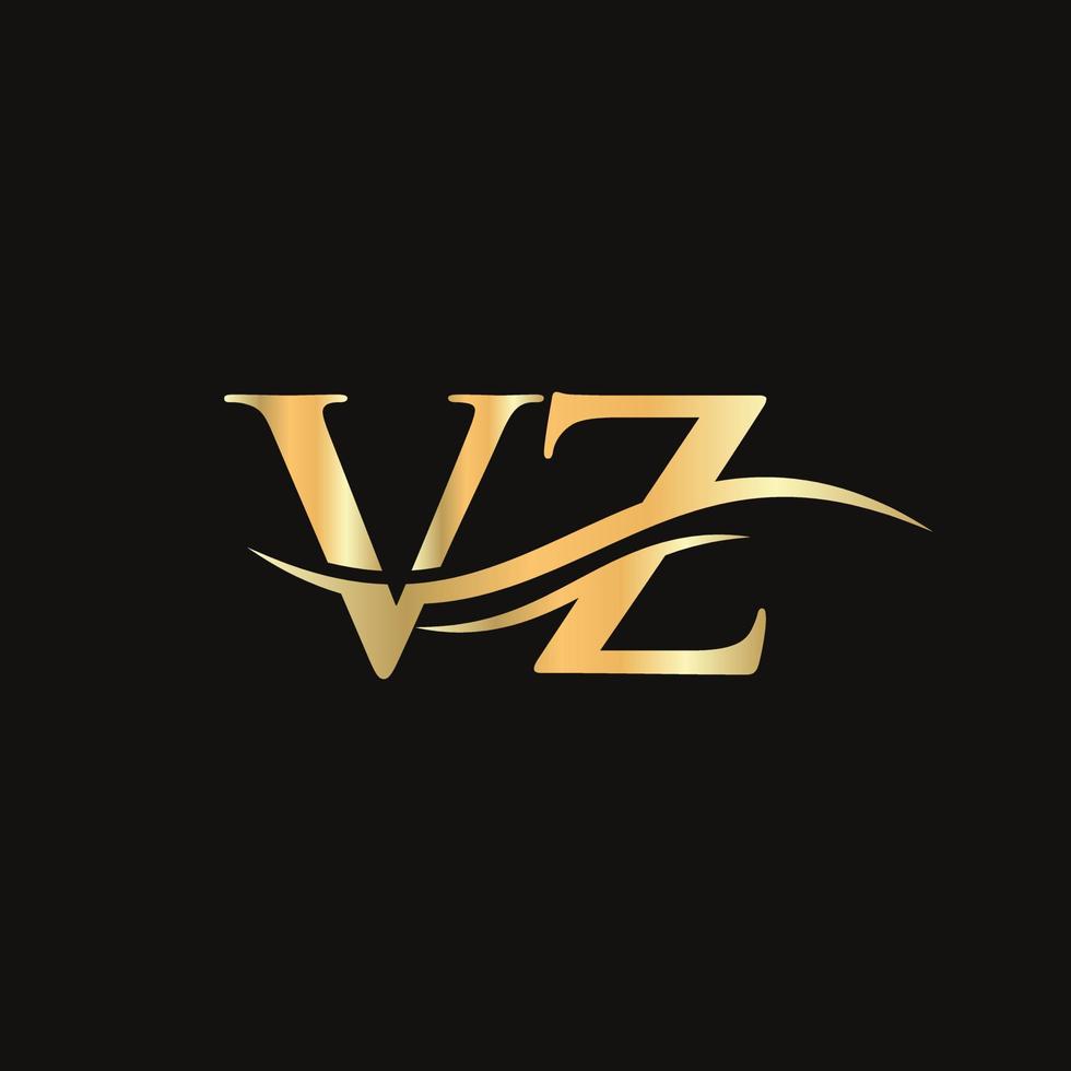 vecteur de conception de logo vz. création de logo swoosh lettre vz