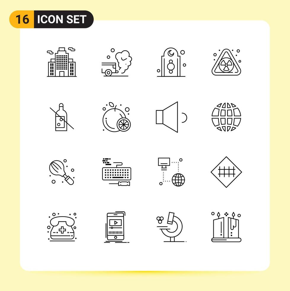 16 contours vectoriels thématiques et symboles modifiables de la bouteille de déchets interdits décoration pollution mosquée éléments de conception vectoriels modifiables vecteur